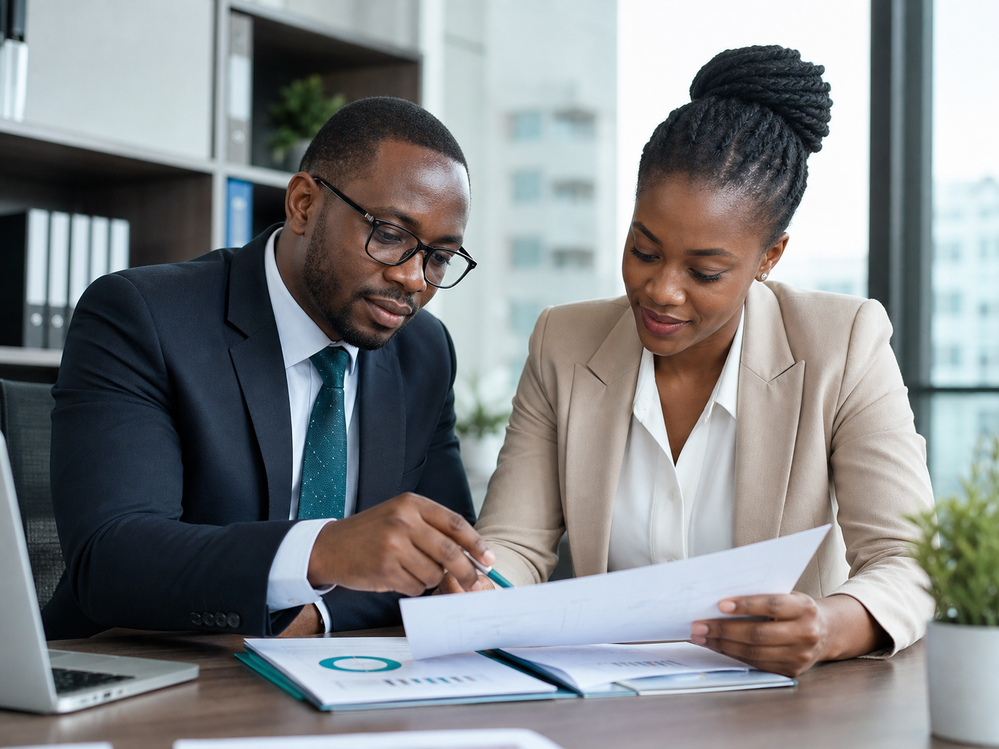CMA advisors reviewing financial documents with a client